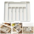 thumbnail image 1 of Utensil Drawer Organizer,Silverware Organizer,Large Silverware Drawer Organizer,Expandable Utensil Tray for Kitchen,BPA Free Flatware and Cutlery Holder,Large(13-22''W,15''D),White, 1 of 9