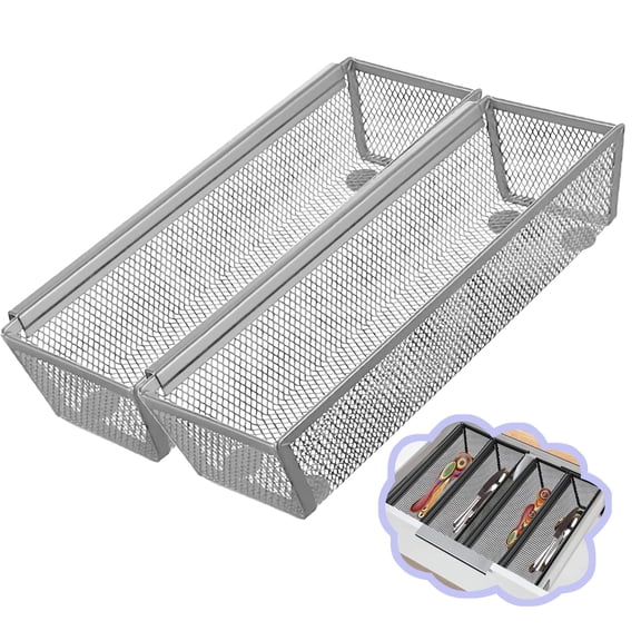 Utensil Drawer Organizer for Kitchen, drawer organizer,with Interlocking Arm for Flatware