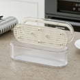 thumbnail image 1 of Utensil Drying Rack for Kitchen Counter | ABS Plastic Cutlery Drainer Sink Organizer Caddy | Ventilated Dishwasher Safe Flatware Holder | Compact Space-Saving Storage | White | 9.7x8.2x27cm, 1 of 7
