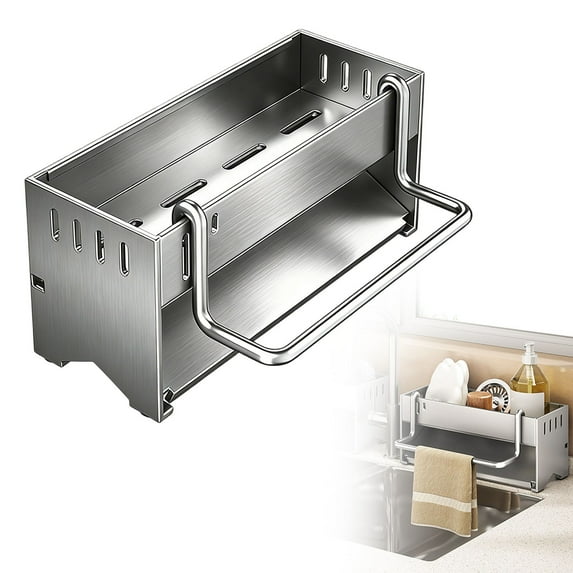 Utensil Holder, 3 Compartments Utensil Drying Rack, Dish Drainer for Kitchen Counter,Kitchen Utensils Holder with Towel Bar,Self-Draining Tray Design