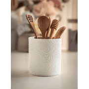 Utensil Holder, 4.17"-3.94" Ceramic Kitchen Utensil Holder for Countertop, Large Cooking Utensil Crocks for Kitchen Counter Decor, Morden Utensil Organizer for Spatula-White