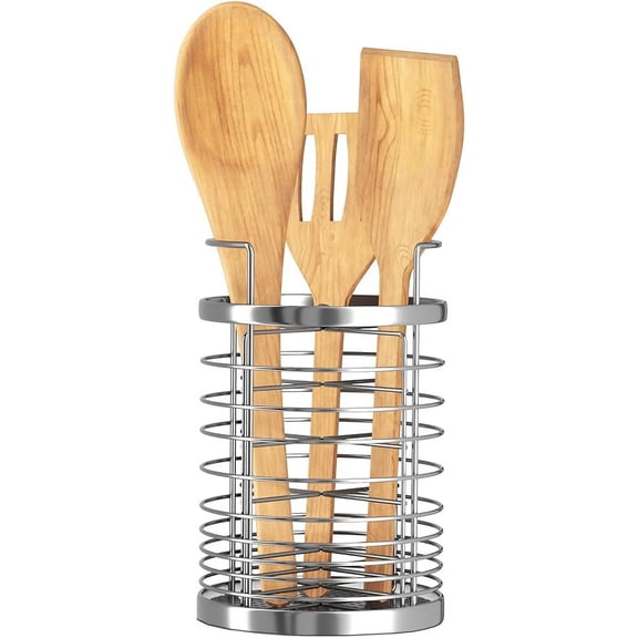 Utensil Holder for Kitchen Countertop, Stainless Steel Kitchen Accessories Utensil Crock, Rotatable Removable 4 Compartments Utensil Organizer for Spatula Spoon Knife and Fork