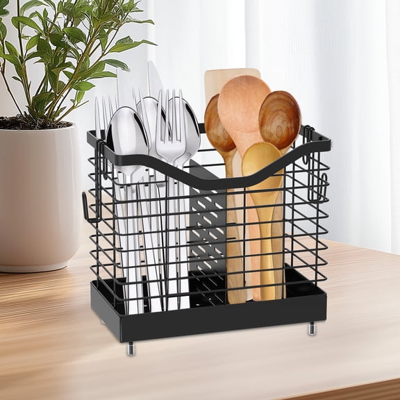 Utensil Holder Metal Counter Utensil Holder Large Capacity Counter Utensil Organizer Stable Cooking Utensil Organizer with 4 Nonslip Feet Cooking Utensil Holder for Home Kitchens