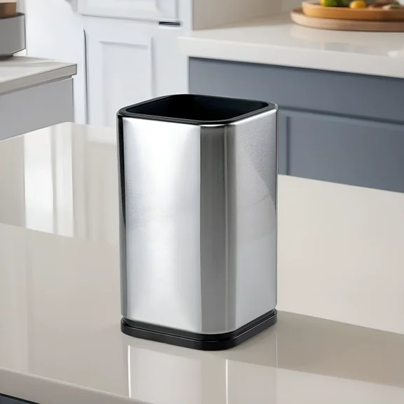 Utensil Holder, Stainless Steel Crock, Caddy for Cooking Utensil, 4 x 6.7", Silver