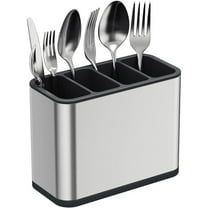 Fixdono Utensil Holder, Stainless Steel Kitchen Spoon Spatula Organizer, Modern Large Cooking Utensil Caddy Counter, Utensil Crock Silver