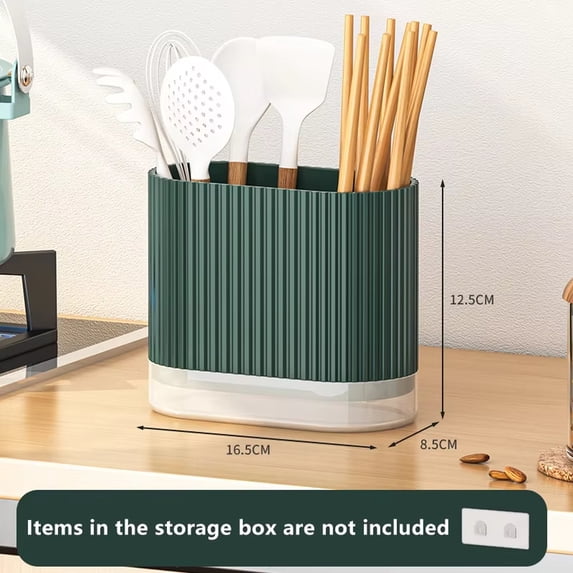 Utensil Holder for Kitchen Counter | Kitchen Utensil Organizer | Green Plastic Countertop Organizer for Kitchen Storage, Single Pack