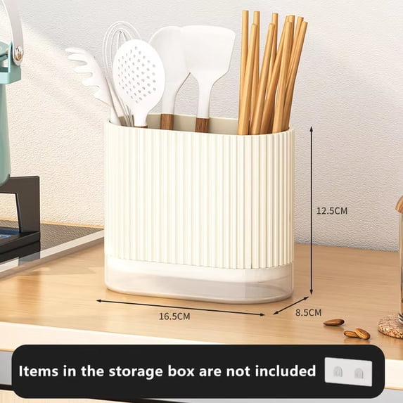 Utensil Holder for Kitchen Counter Plastic Kitchen Utensil Organizer Countertop Organizer Kitchen Cream Single Compartment