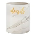 thumbnail image 1 of Benzara Utensil Jar with Ceramic Frame and Cursive Writing, White, 1 of 5