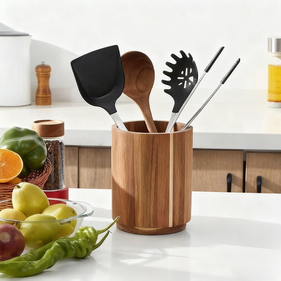 Utensil Organizer Rotating Kitchen Holder with 360 Degree Spinning Caddy for Cutlery Storage and Easy Access in Home or Restaurant