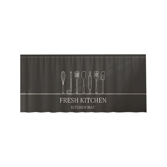 Utensil Printed Adhesive Cabinet Curtain, Self Stick Dustproof Drape, Decorative Cloth for Kitchen Cabinet Shield and Tableware Area Cover