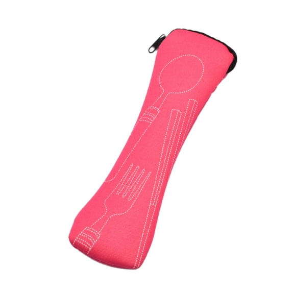Utensil Roll Bag, Portable Tableware Storage Pouch for Spoon Fork Chopsticks, Lightweight Travel Cutlery Case (Blue),Hot Pink,1PC