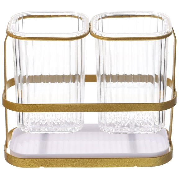 NIAIZEK Elegant Golden Utensil Holder for Kitchen Storage with Drainage and Easy Installation