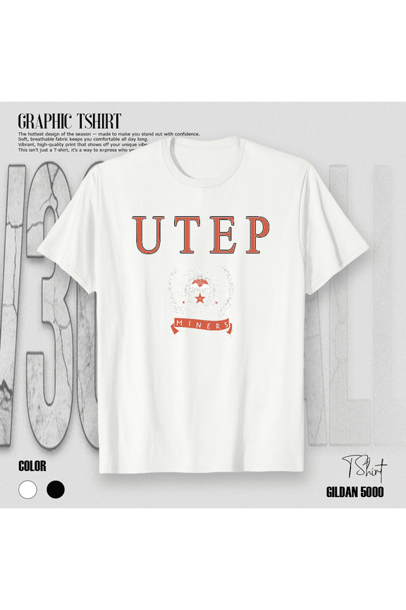 Utep Miners El Paso Texas Collegiate Pride Retro School Spirit Art Unisex T-Shirt V11308, up to size 5XL