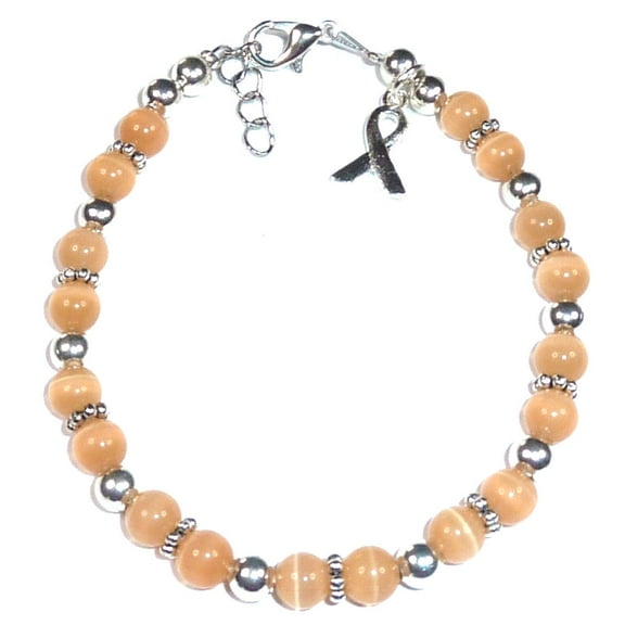 Uterine Cancer Awareness Bracelet by Hidden Hollow Beads - 7 3/4 in. - Fits Most Adults - Lobster Clasp (Peach)