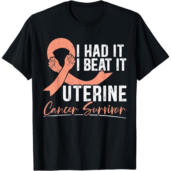 Uterine Cancer Awareness Peach Ribbon T-Shirt