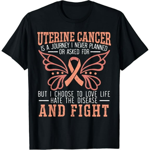 Uterine Cancer Awareness Peach Ribbon T-Shirt