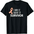 thumbnail image 1 of Uterine Cancer I Had It I Beat It Survivor Peach Ribbon Gift T-Shirt, 1 of 4
