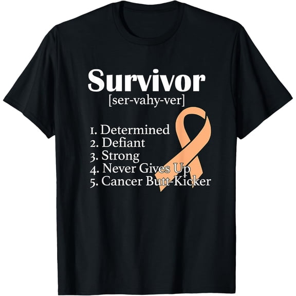 Uterine Cancer Survivor Gift Definition Peach Ribbon Novelty T-Shirt