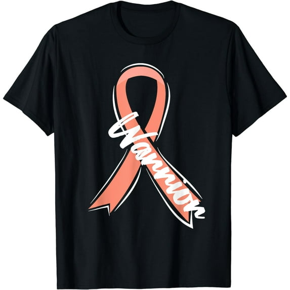 Uterine Cancer Warrior Peach Ribbon T-Shirt