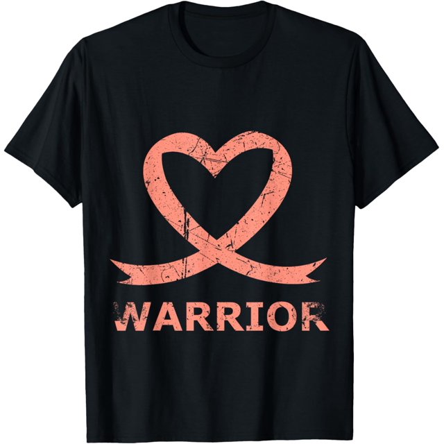 Uterine & Endometrial Cancer Warrior Peach Heart Ribbon TShirt