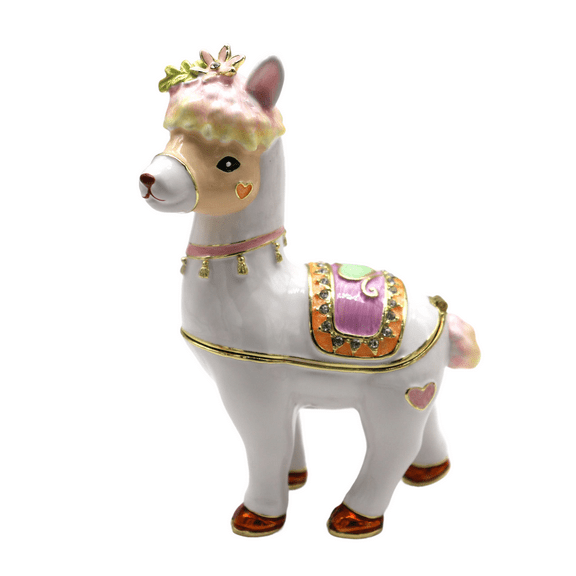 Utgdf Metal Craft Enamel Ornament Sheep Jewelry Box Trinket Counter Decoration Bithday Gift Trinket Box For Home Decor Necklace Rings Earrings Organizer