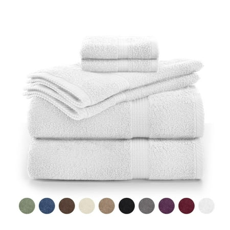 Utica 6-Piece Towel Set | 100% Cotton Soft & Absorbent Everyday Towels | White