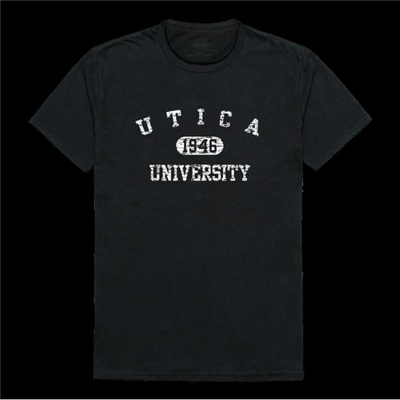 Utica College Pioneers Distressed Arch T-Shirt, Black - Extra Large