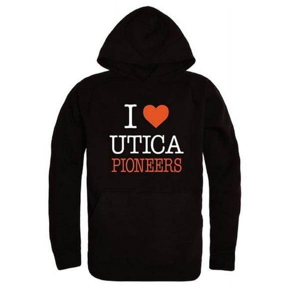 Utica College Pioneers I Love Hoodie, Black - 2XL