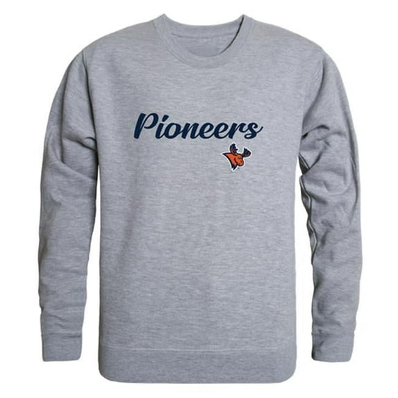 Utica College Pioneers Script Crewneck Sweatshirt, Heather Grey - Large