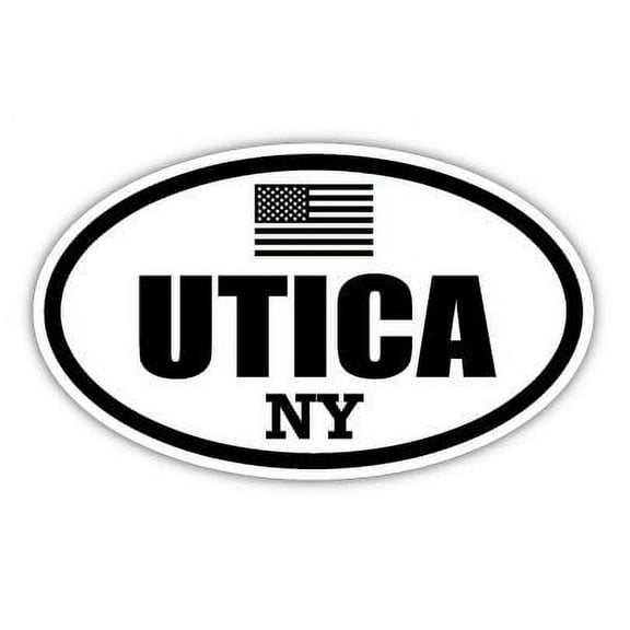 Utica NY New York Oneida County Stealthy Subdued Old Glory US Flag Oval Euro Decal Bumper Sticker 3M Vinyl 3" x 5"