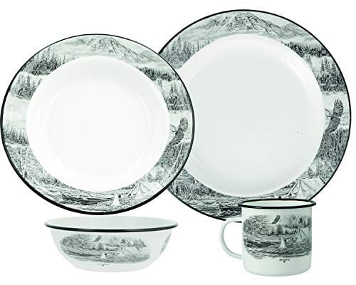 Utica USA 412005 16 Piece Wildlife Enamelware Dinnerware Set