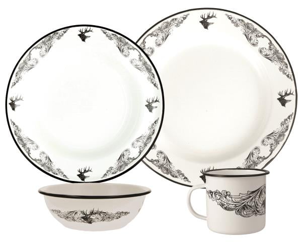 Utica USA 412005 16 Piece Wildlife Enamelware Dinnerware Set