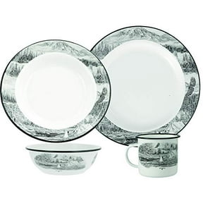 Utica USA 412013 16 Piece Animal Print Enamelware Dinnerware Set
