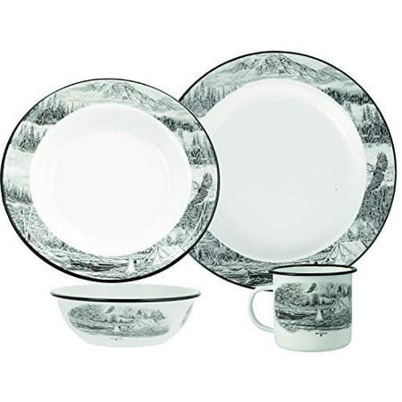 Utica USA 412013 16 Piece Animal Print Enamelware Dinnerware Set