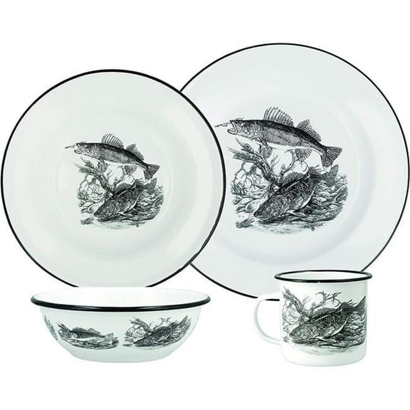 Utica USA 412013 16 Piece Animal Print Enamelware Dinnerware Set