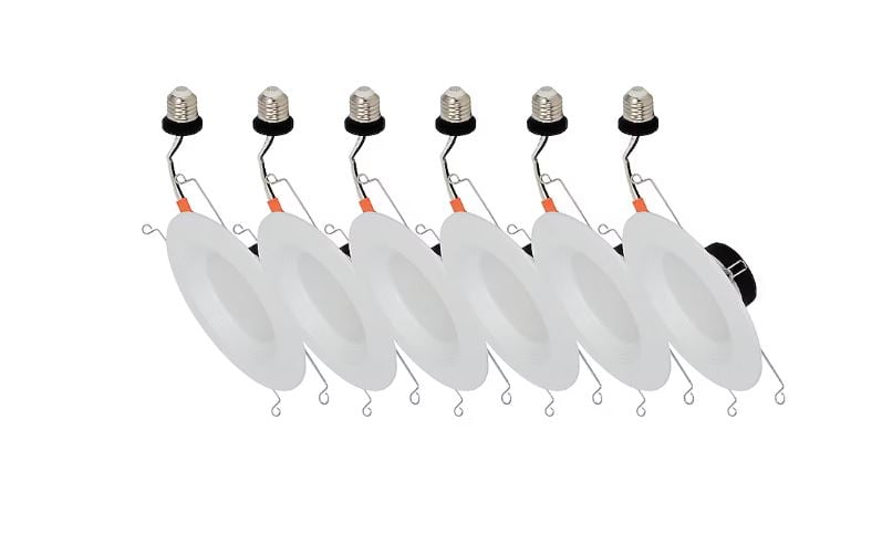 White Dimmable LED Recessed Downlight with Metal Trim, 5-in or 6-in, 6-Pack