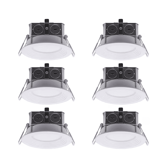 Utilitech Color Changing White 4-in 580 -Lumens Switchable Round Dimmable LED Canless Wet rated Recessed Downlight 6 -Pack