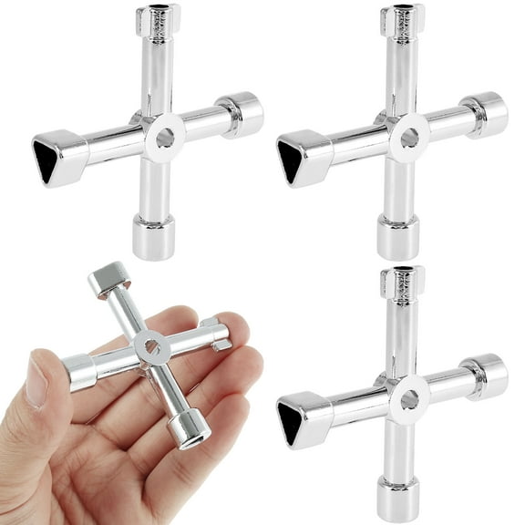 Utilities Key 4 Way Zinc Alloy Cross Key Multifunctional Professional Handheld Lightweight Portable Repair Tool for Valve Faucet Cabinet Opening