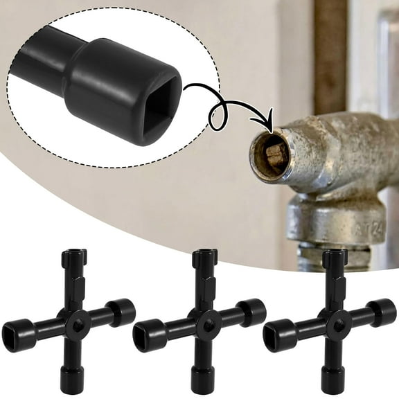 Utilities Key 4 Way Zinc Alloy Cross Key Multifunctional Professional Handheld Lightweight Portable Repair Tool for Valve Faucet Cabinet Opening
