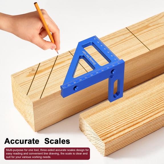 Utility Aluminum Alloy Multi Angle Measuring Ruler Woodworking Square Protractor 45 90 Miter Ruler Utility Scribing Gauge Multifunctional Layout Measuring Tool For