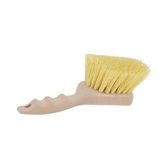Utility Brush, Cream Polypropylene Bristles, 5.5 Brush, 3" Tan Plastic Handle | Bundle of 2 Each