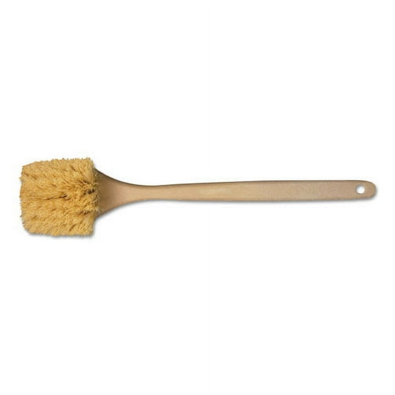 Utility Brush, Cream Tampico Bristles, 5.5" Brush, 14.5" Tan Plastic Handle | Bundle of 2 Each