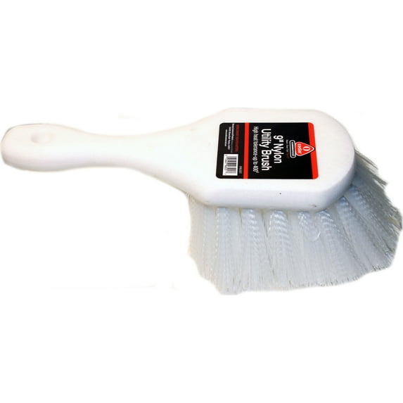 Hamburg/nexstep Comm Prod-Utility Brush Foam Handle Nylon Bristles- White 9in