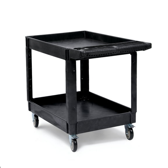Utility Cart,Catering Cart with Wheels,Heavy Duty PP Service Cart,Commercial Wheel Dolly Restaurant Dinging Utility Services for Warehouse/Garage/Cleaning,2 Shelves/550LBS