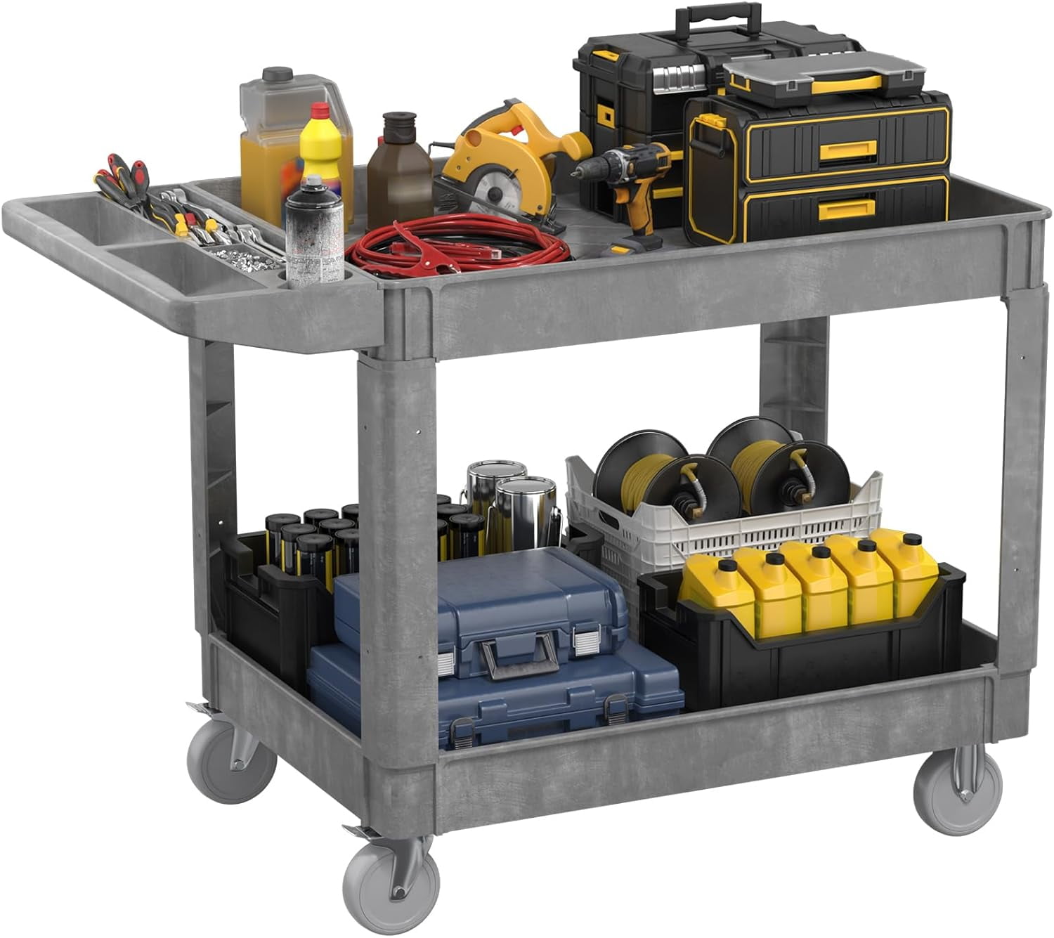 Utility Cart with Wheels - Heavy Duty Rolling Service Cart for ...