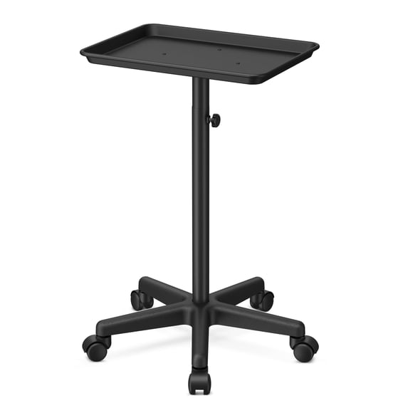 Utility Cart with Wheels Storage Cart with Tray Height Adjustable Salon Tray Cart Black