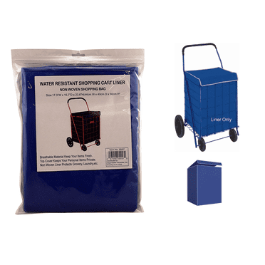 Utility Folding Shopping Cart Liner Privacy Top Cover Water Resistant Fastens Non-Woven Lightweight Breathable Blue- Liner Only (Cart not included)
