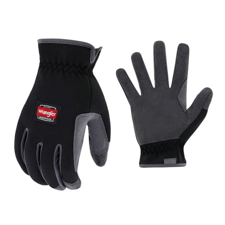 Wrangler Men’s Utility Work Gloves – Large, Synthetic Leather Palm Glove, Reinforced Grip, Breathable