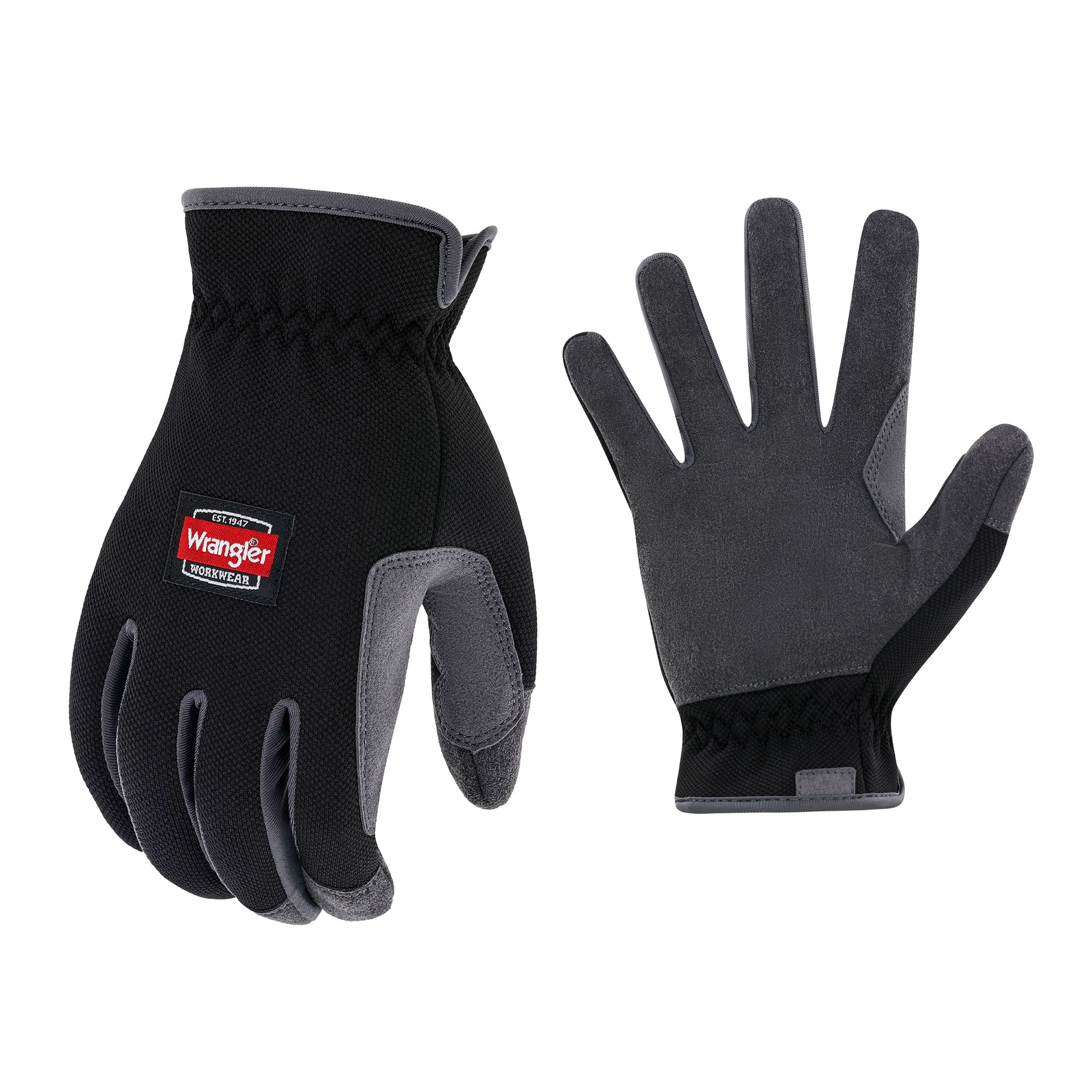 Wrangler Men’s Utility Work Gloves – Medium, Synthetic Leather Palm Glove, Reinforced Grip, Breathable