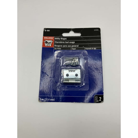 Bulldog Hardware D-90 Utility Hinges 1" Zinc Plated 2 Pack